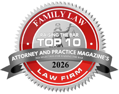 Attorney and Practice Magazine Top 10 Family Law 2026 badge
